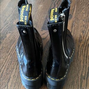 Dr. Martens Black Ankle Boots with Yellow Stitching